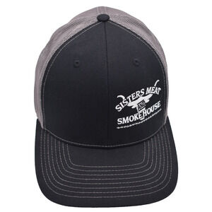 SISTERS MEAT AND SMOKEHOUSE Adjustable Trucker Mesh Hat Cap Adult Black & Gray